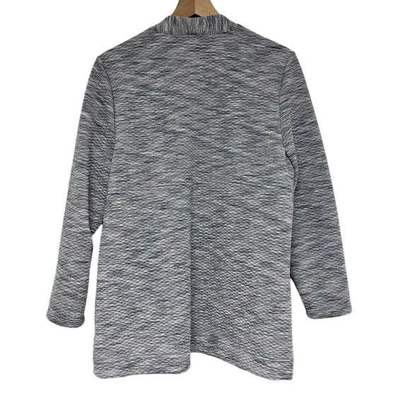 Talbots Womens Open Front Jacket Cardigan Size Large Waffle Textured Gray - Picture 2 of 8